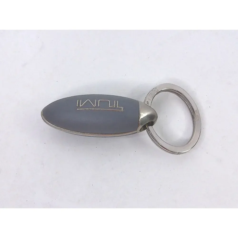 Vintage Tumi Luxury  Gunmetal Oval Keyring Fob Promo Keychain Luggage Tag